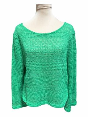 Green Open-Knit Women's Sweater